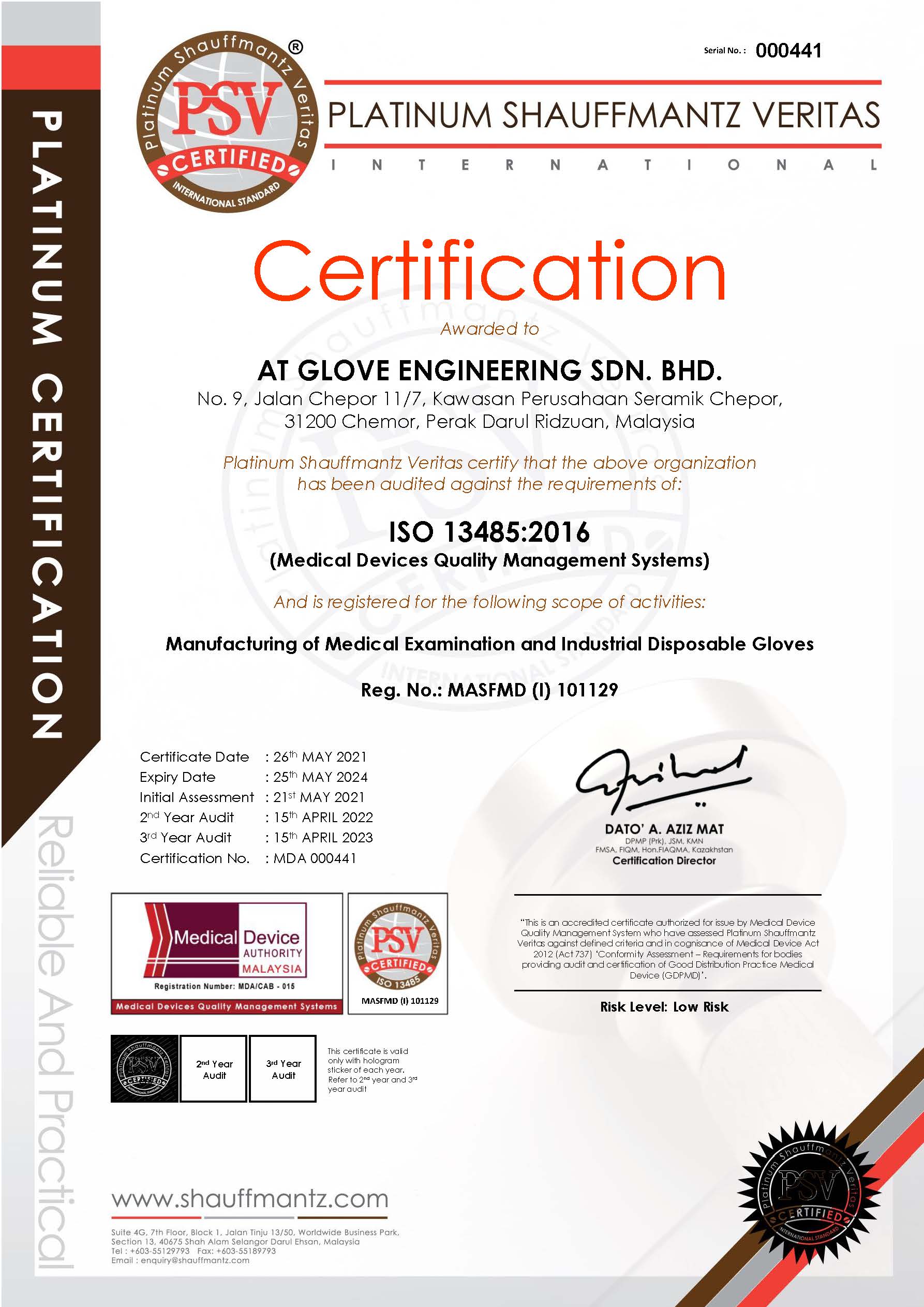 AT GLOVE ENGINEERING SDN BHD - ISO 13485